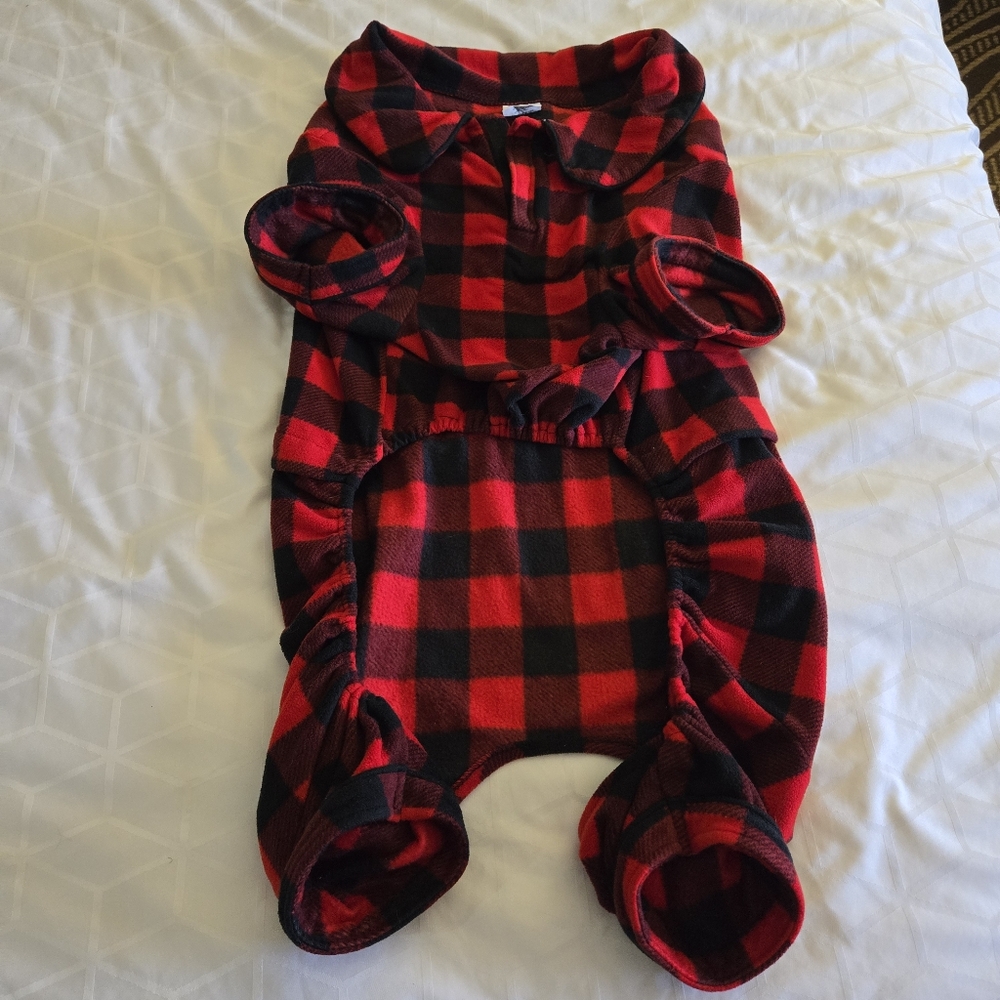 XL Buffalo Check Red and Black Plaid Size Large Dog Pajamas For Dog